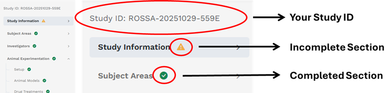 Sidebar navigation and tracking indicators