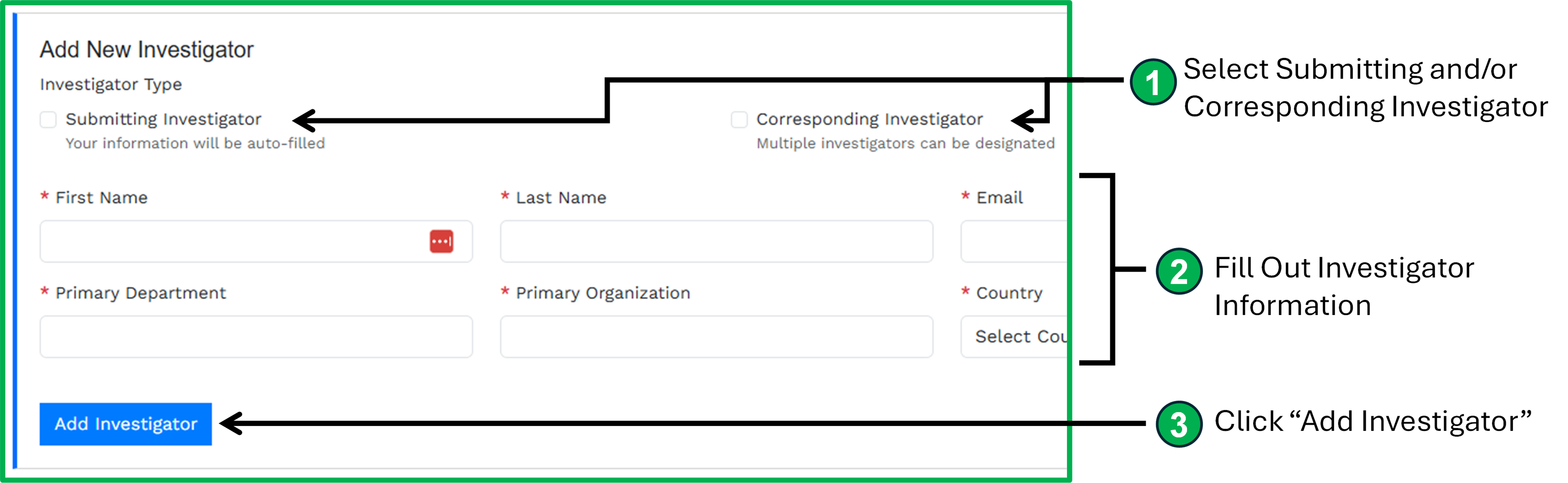 Investigators interface