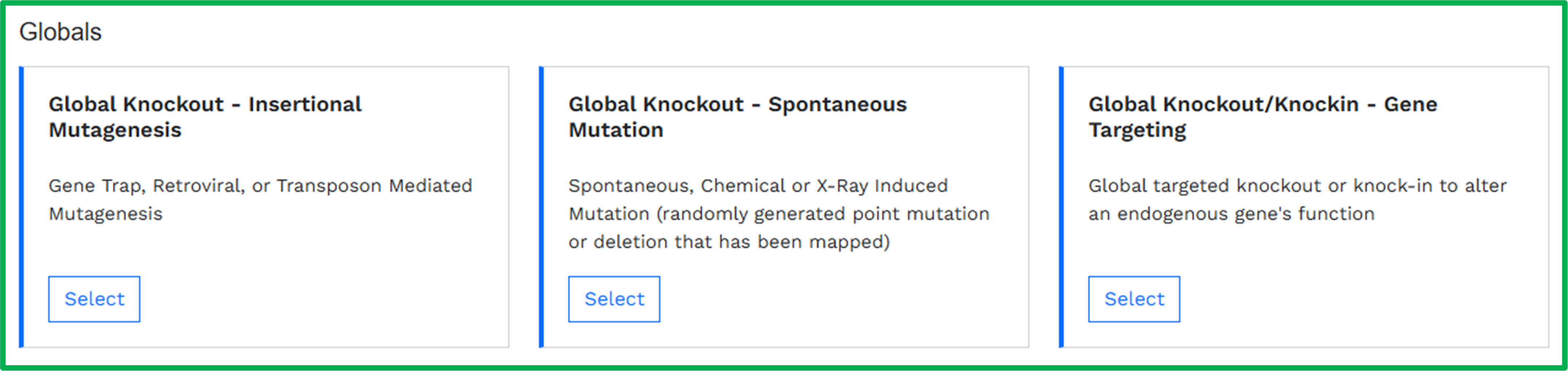 Genetic Models interface